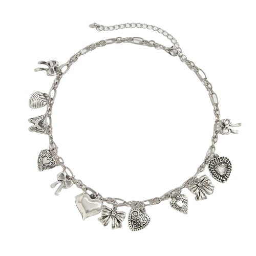 FANSHINUO Punk-Stil, verstellbarer Herz-Anhänger, elegante Halskette, praktisches Accessoire für trendige Frauen, Modeschmuck, Geschenke von FANSHINUO