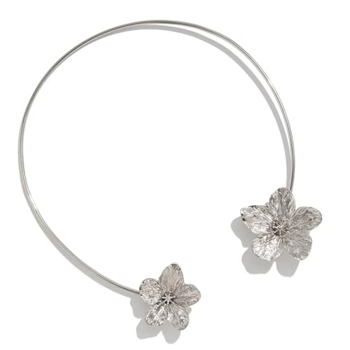 FANSHINUO Sea Inspired Metal Flower/Seestishes Open Collar Necklace Adjustable Neckchain Handmade Clavicle Chain Accessories von FANSHINUO