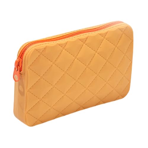 FANSHINUO Silikon-Federmäppchen, großes Fassungsvermögen, ästhetische Make-up-Tasche für Studenten, großes Fassungsvermögen, Make-up-Tasche, ästhetische Tasche, gelb von FANSHINUO