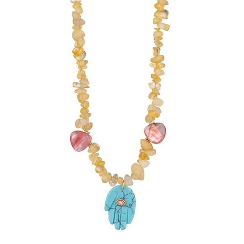 FANSHINUO Stilvolle Fatima-Handkette, symbolisiert Schutz und Glück in elegantem Ton mit stabilen Natursteinen von FANSHINUO