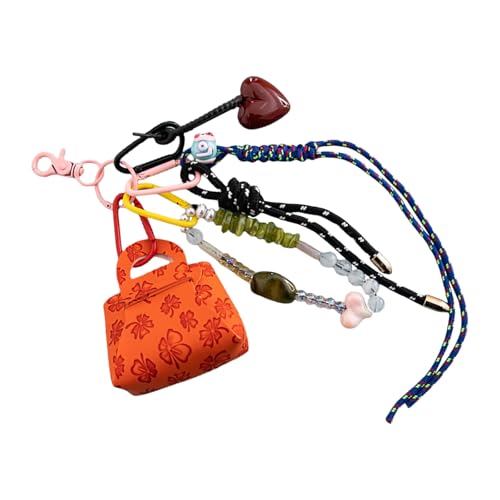 FANSHINUO Stilvolle Geldbörse aus PU-Leder mit handgewebtem Schlüsselband, handgefertigter Schlüsselanhänger, Taschenzubehör für Damen und Herren, Orange, as the pic show von FANSHINUO