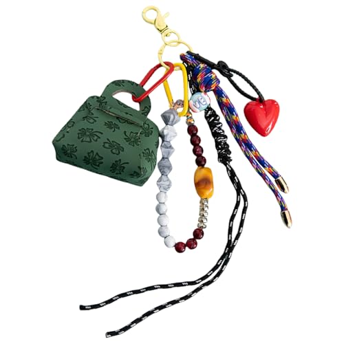 FANSHINUO Stilvolle Geldbörse aus PU-Leder mit handgewebtem Schlüsselband, handgefertigter Schlüsselanhänger, Taschenzubehör für Damen und Herren, grün, as the pic show von FANSHINUO