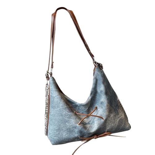 FANSHINUO Stilvolle Unterarmtasche mit großer Kapazität, Rucksack, wandelbar, verstellbarer Riemen, Jeans, Schultertasche, Laptopfach, blau, One Size von FANSHINUO