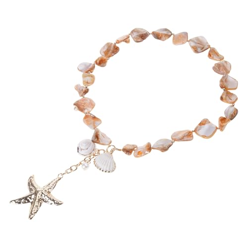 FANSHINUO Unregelmäßige Bohemian-Kette für Frauen mit Seestern und Muschel-Anhänger, tragbar für Beruf, Strandschmuck, 41cm-50cm, Metall von FANSHINUO
