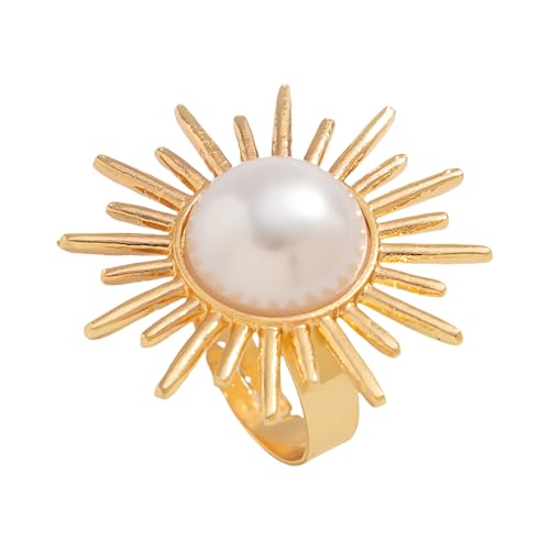 FANSHINUO Verstellbare offene Ringe, handgefertigt, gehämmerte Textur, einzigartige, unregelmäßige Metalllegierung, Statement-Schmuck für Damen von FANSHINUO