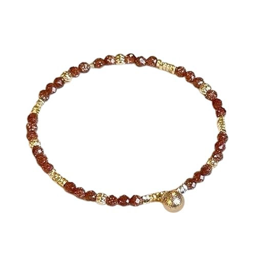 FANSHINUO Verstellbares Armband mit natürlichen Edelsteinen für Damen und Mädchen, handgefertigt, Perlenarmband, tägliches Tragen, Schmuck-Accessoire, 17 cm, Metall von FANSHINUO