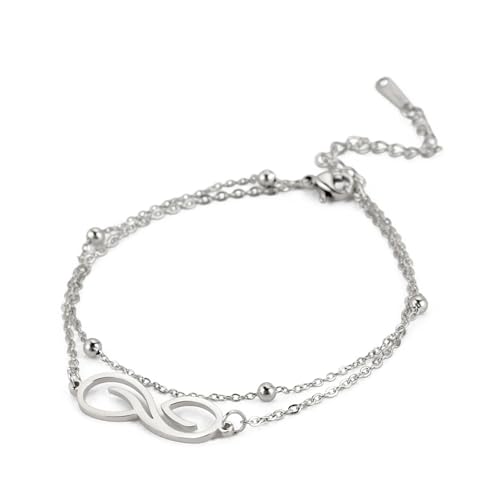 FANSHINUO Verstellbares Unendlichkeits-Armband, Fußkettchen für Damen, bequemes Edelstahl-Schicht-Design, tragbares Schmuckgeschenk, Anklet 21+5cm; Bracelet 17+5cm, Edelstahl von FANSHINUO