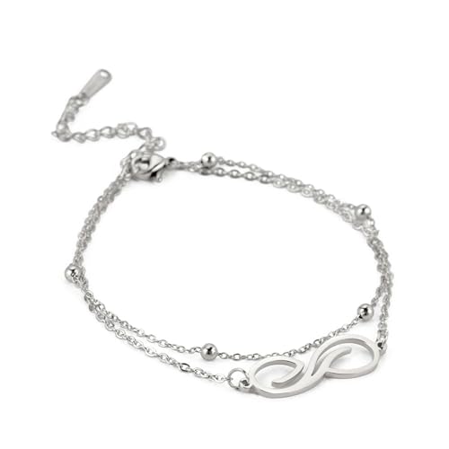 FANSHINUO Verstellbares Unendlichkeits-Armband, Fußkettchen für Damen, bequemes Edelstahl-Schicht-Design, tragbares Schmuckgeschenk von FANSHINUO