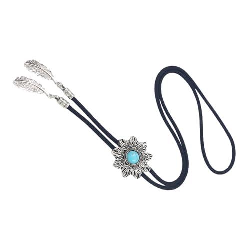 FANSHINUO Western-Bolotie-Halskette mit Anhänger aus geflochtenem Seil mit Sonne, Türkis, Stein, Schmuck, Krawatte, Halsband für Damen und Herren, 100 cm, Metall von FANSHINUO