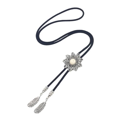 FANSHINUO Western-Bolotie-Halskette mit Anhänger aus geflochtenem Seil mit Sonne, Türkis, Stein, Schmuck, Krawatte, Halsband für Damen und Herren, 100 cm, Metall von FANSHINUO