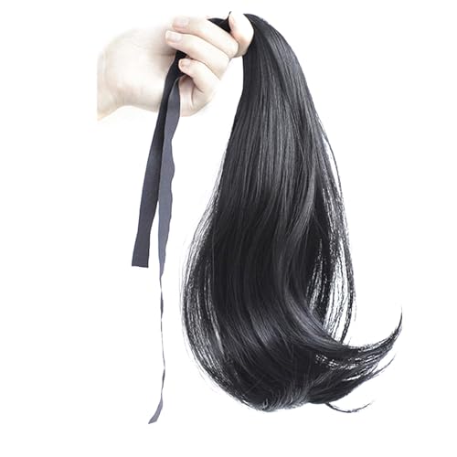 Haarteil aus Faser, mittellang, gelockt, mit verstellbarem Gummiband, für Damen, für den täglichen Gebrauch, Kunsthaar, Pferdeschwanz-Verlängerung von FANSHINUO