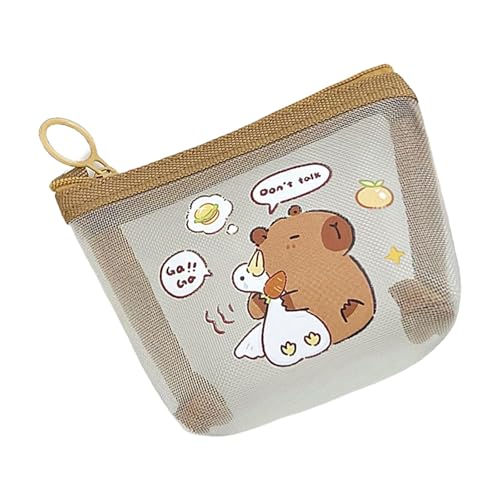 Leichter Netz-Münzhalter mit lustigem Capybara-Design, atmungsaktive Netztasche, geeignet für verschiedene Altersgruppen und einfach zu transportieren, modischer Münzhalter, Little Capybolt, Mass von FANSHINUO