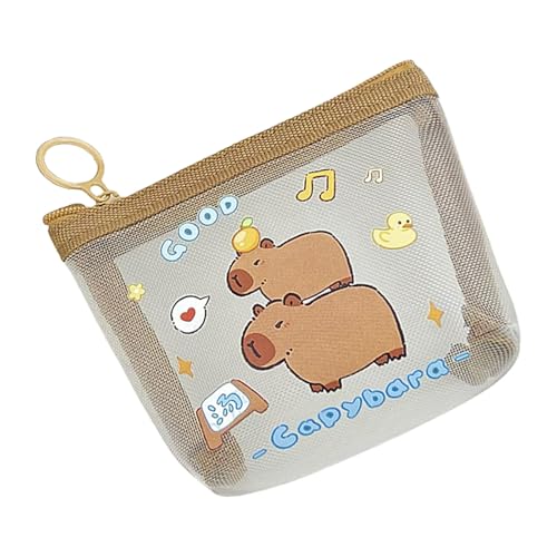 Leichter Netz-Münzhalter mit lustigem Capybara-Design, atmungsaktive Netztasche, geeignet für verschiedene Altersgruppen und einfach zu transportieren, modischer Münzhalter, Zwei Capybara, Mass Beauty von FANSHINUO