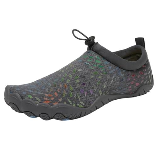 FANSU Aqua Schuhe Herren Damen, Bunt Stil Strandschuhe Schnelltrocknend Aquaschuhe Unisex GR 36-47 rutschfest Wasserschuhe Schwimmschuhe Sommer Atmungsaktive Badeschuhe (Grau,47) von FANSU