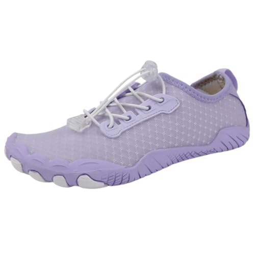FANSU Aqua Schuhe Herren Damen, Strandschuhe Schnelltrocknend Aquaschuhe Unisex GR 35-46 rutschfest Wasserschuhe Schwimmschuhe Sommer Atmungsaktive Badeschuhe (Lila C,46) von FANSU