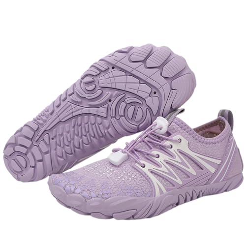 FANSU Aqua Schuhe Herren Damen, Strandschuhe Schnelltrocknend Aquaschuhe Unisex GR 35-46 rutschfest Wasserschuhe Schwimmschuhe Sommer Atmungsaktive Badeschuhe Surfschuhe (Lila A,41) von FANSU