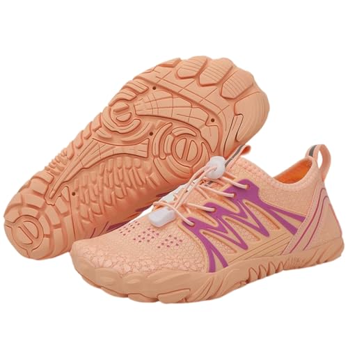 FANSU Aqua Schuhe Herren Damen, Strandschuhe Schnelltrocknend Aquaschuhe Unisex GR 35-46 rutschfest Wasserschuhe Schwimmschuhe Sommer Atmungsaktive Badeschuhe Surfschuhe (Orange A,35) von FANSU