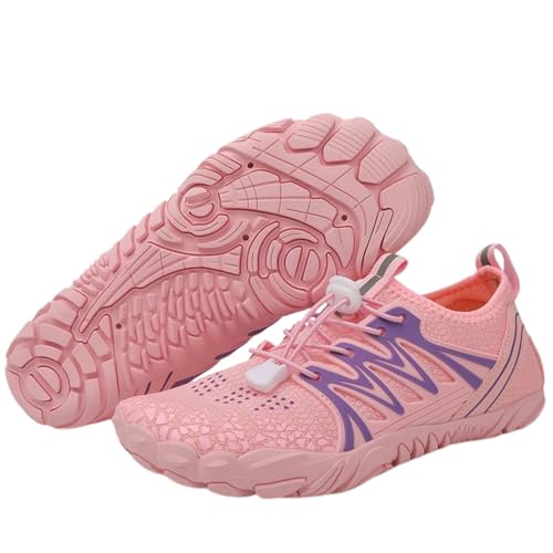 FANSU Aqua Schuhe Herren Damen, Strandschuhe Schnelltrocknend Aquaschuhe Unisex GR 35-46 rutschfest Wasserschuhe Schwimmschuhe Sommer Atmungsaktive Badeschuhe Surfschuhe (Rosa A,37) von FANSU