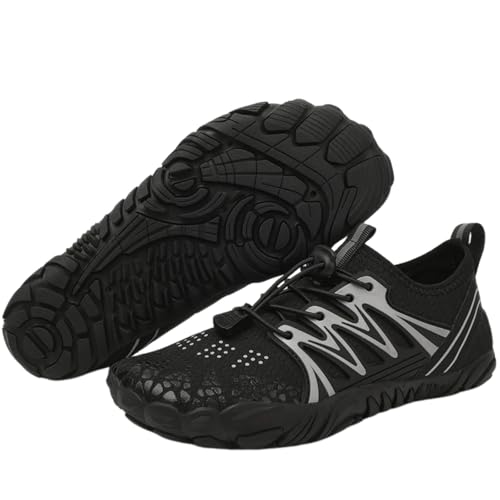 FANSU Aqua Schuhe Herren Damen, Strandschuhe Schnelltrocknend Aquaschuhe Unisex GR 35-46 rutschfest Wasserschuhe Schwimmschuhe Sommer Atmungsaktive Badeschuhe Surfschuhe (Schwarz A,43) von FANSU