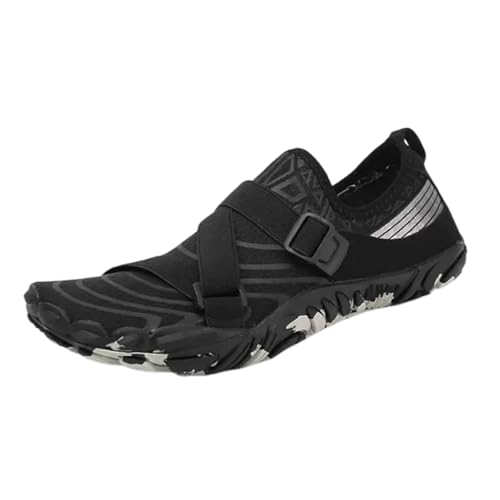 FANSU Aqua Schuhe Herren Damen, Strandschuhe Schnelltrocknend Aquaschuhe Unisex GR 35-46 rutschfest Wasserschuhe Schwimmschuhe Sommer Atmungsaktive Badeschuhe Surfschuhe (Schwarz B,43) von FANSU