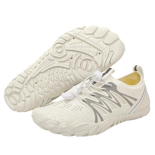 FANSU Aqua Schuhe Herren Damen, Strandschuhe Schnelltrocknend Aquaschuhe Unisex GR 35-46 rutschfest Wasserschuhe Schwimmschuhe Sommer Atmungsaktive Badeschuhe Surfschuhe (Weiß A,41) von FANSU