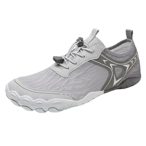 FANSU Aqua Schuhe Herren Damen, Strandschuhe Schnelltrocknend Aquaschuhe Unisex GR 35-47 rutschfest Wasserschuhe Schwimmschuhe Sommer Atmungsaktive Badeschuhe Surfschuhe (Grau A,40) von FANSU