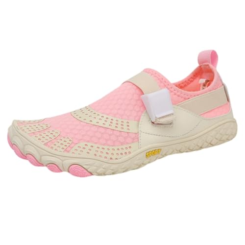 FANSU Aqua Schuhe Herren Damen, Strandschuhe Schnelltrocknend Aquaschuhe Unisex GR 35-47 rutschfest Wasserschuhe Schwimmschuhe Sommer Atmungsaktive Badeschuhe Surfschuhe (Rosa B,36) von FANSU