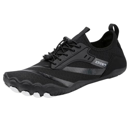 FANSU Aqua Schuhe Herren Damen, Strandschuhe Schnelltrocknend Aquaschuhe Unisex GR 35-47 rutschfest Wasserschuhe Schwimmschuhe Sommer Atmungsaktive Badeschuhe Surfschuhe (Schwarz,40) von FANSU