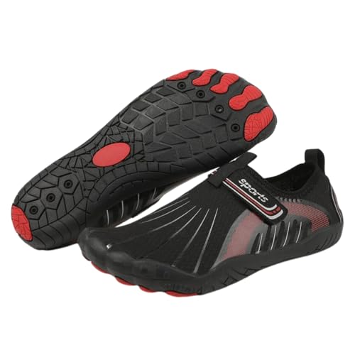 FANSU Aqua Schuhe Herren Damen, Strandschuhe Schnelltrocknend Aquaschuhe Unisex GR 36-46 Nylonschnalle rutschfest Wasserschuhe Schwimmschuhe Sommer Atmungsaktive Badeschuhe (Schwarz,38) von FANSU