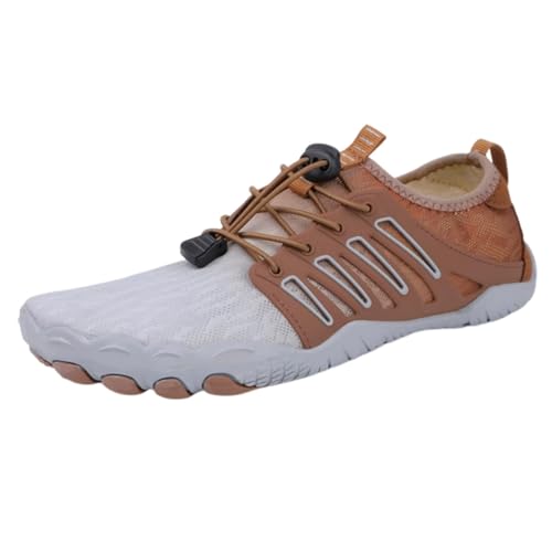 FANSU Aqua Schuhe Herren Damen, Strandschuhe Schnelltrocknend Aquaschuhe Unisex GR 36-46 rutschfest Wasserschuhe Schwimmschuhe Sommer Atmungsaktive Badeschuhe Surfschuhe (Braun C,45) von FANSU