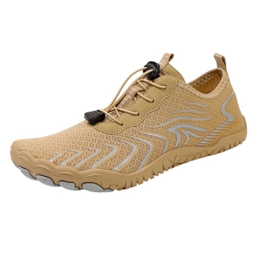 FANSU Aqua Schuhe Herren Damen, Strandschuhe Schnelltrocknend Aquaschuhe Unisex GR 36-46 rutschfest Wasserschuhe Schwimmschuhe Sommer Atmungsaktive Badeschuhe Surfschuhe (Kamelfarbe D,44) von FANSU