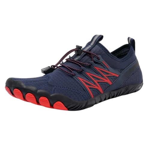 FANSU Aqua Schuhe Herren Damen, Strandschuhe Schnelltrocknend Aquaschuhe Unisex GR 36-46 rutschfest Wasserschuhe Schwimmschuhe Sommer Atmungsaktive Badeschuhe Surfschuhe (Marineblau A,40) von FANSU