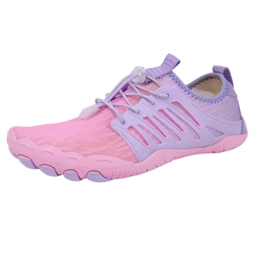 FANSU Aqua Schuhe Herren Damen, Strandschuhe Schnelltrocknend Aquaschuhe Unisex GR 36-46 rutschfest Wasserschuhe Schwimmschuhe Sommer Atmungsaktive Badeschuhe Surfschuhe (Rosa C,42) von FANSU