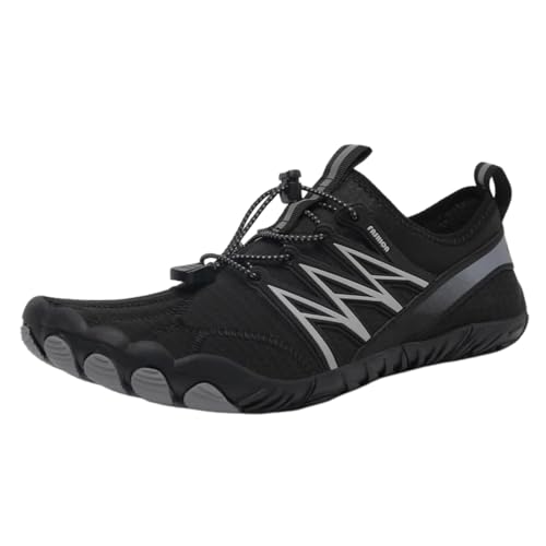FANSU Aqua Schuhe Herren Damen, Strandschuhe Schnelltrocknend Aquaschuhe Unisex GR 36-46 rutschfest Wasserschuhe Schwimmschuhe Sommer Atmungsaktive Badeschuhe Surfschuhe (Schwarz A,41) von FANSU