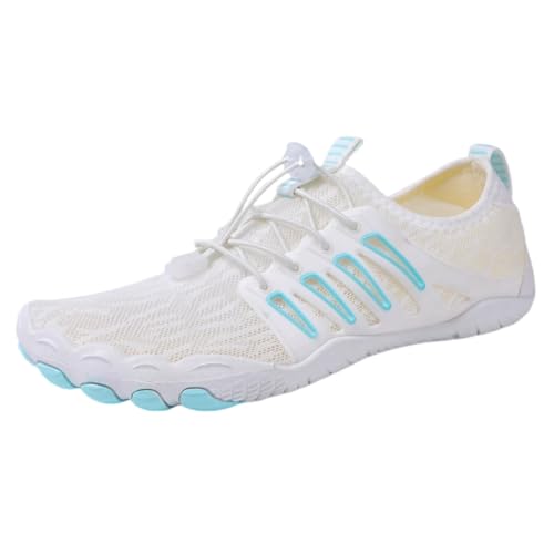 FANSU Aqua Schuhe Herren Damen, Strandschuhe Schnelltrocknend Aquaschuhe Unisex GR 36-46 rutschfest Wasserschuhe Schwimmschuhe Sommer Atmungsaktive Badeschuhe Surfschuhe (Weiß + Blau C,42) von FANSU