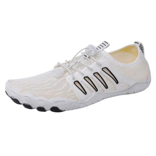 FANSU Aqua Schuhe Herren Damen, Strandschuhe Schnelltrocknend Aquaschuhe Unisex GR 36-46 rutschfest Wasserschuhe Schwimmschuhe Sommer Atmungsaktive Badeschuhe Surfschuhe (Weiß + Schwarz C,39) von FANSU