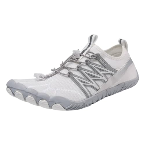 FANSU Aqua Schuhe Herren Damen, Strandschuhe Schnelltrocknend Aquaschuhe Unisex GR 36-46 rutschfest Wasserschuhe Schwimmschuhe Sommer Atmungsaktive Badeschuhe Surfschuhe (Weiß A,43) von FANSU