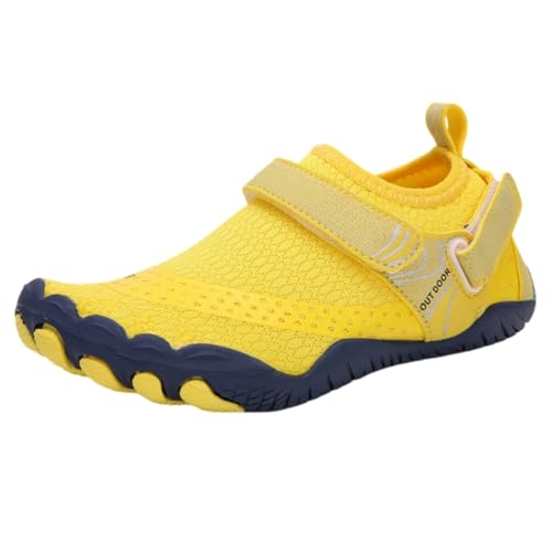 FANSU Aqua Schuhe Herren Damen, Strandschuhe Schnelltrocknend Aquaschuhe Unisex GR 36-47 Nylonschnalle rutschfest Wasserschuhe Schwimmschuhe Sommer Atmungsaktive Badeschuhe (Gelb,37) von FANSU