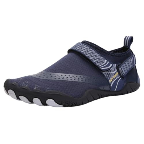 FANSU Aqua Schuhe Herren Damen, Strandschuhe Schnelltrocknend Aquaschuhe Unisex GR 36-47 Nylonschnalle rutschfest Wasserschuhe Schwimmschuhe Sommer Atmungsaktive Badeschuhe (Marineblau,43) von FANSU