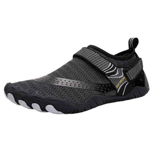 FANSU Aqua Schuhe Herren Damen, Strandschuhe Schnelltrocknend Aquaschuhe Unisex GR 36-47 Nylonschnalle rutschfest Wasserschuhe Schwimmschuhe Sommer Atmungsaktive Badeschuhe (Schwarz,46) von FANSU