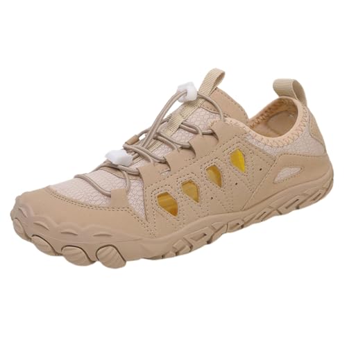 FANSU Aqua Schuhe Herren Damen, Strandschuhe Schnelltrocknend Aquaschuhe Unisex GR 36-47 rutschfest Wasserschuhe Schwimmschuhe Sommer Atmungsaktive Badeschuhe Surfschuhe (Khaki Farbe A,38) von FANSU
