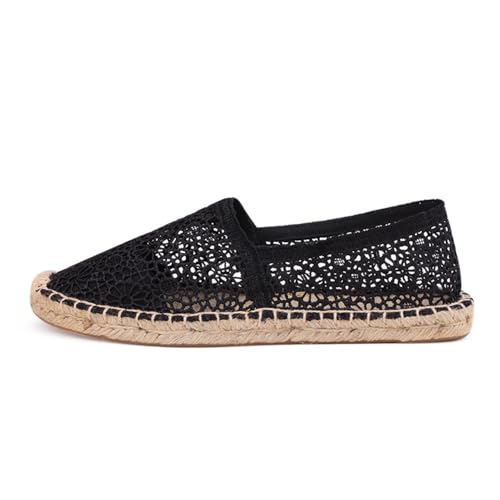 FANSU Aushöhlen Espadrilles für Damen, Sommer Geflochten Leinen Espadrilles Damen Casual Atmungsaktiv & Bequem Slip-on Canvas Schuhe von FANSU