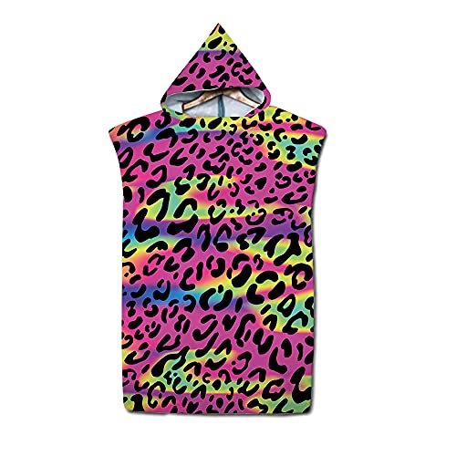 FANSU Badeponcho Strand Poncho Kapuze, Drucken Mikrofaser Strandtücher Handtuch Bademantel Badetuch Duschtücher Handtücher Für Umziehhilfe beim Wassersport Damen Herren (Regenbogen,75x110cm) von FANSU