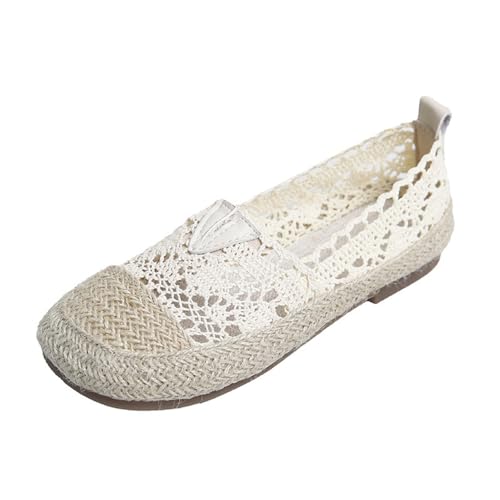 FANSU Einfarbig Espadrilles für Damen, Sommer Geflochten Leinen Espadrilles Damen Casual Atmungsaktiv & Bequem Slip-on Canvas Schuhe von FANSU