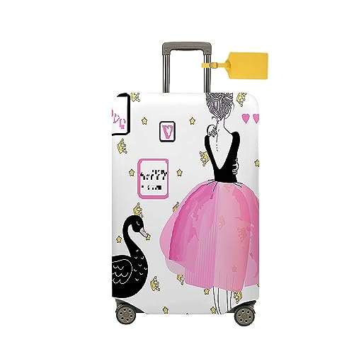 FANSU Elastisch Kofferhülle Kofferschutzhülle, Ballett Mädchen Drucken Reisekoffer Schutzhülle mit Reißverschluss, Elasthan, Waschbar Gepäckabdeckung - 18 bis 32 Zoll (Schwan,L(26-28in)) von FANSU