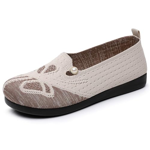 FANSU Espadrilles Women, Comfortable and Portable Canvas Shoes Women, Unisex Soft Sole Espadrilles, Casual Versatile Fashion Ladies Flat Shoes, Slip On Trainer (Beige,35) von FANSU