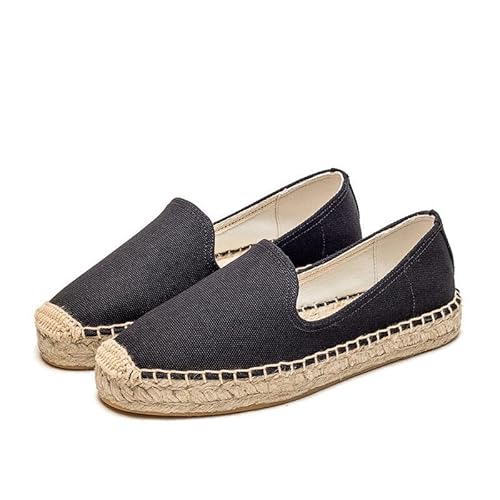 FANSU Espadrilles für Damen, Einfarbig Sommer Geflochten Leinen Espadrilles Damen Casual Slip-on Canvas Schuhe, Atmungsaktiv & Bequem von FANSU