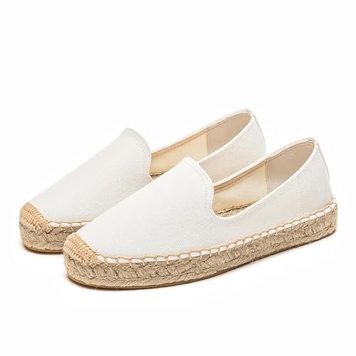 FANSU Espadrilles für Damen, Einfarbig Sommer Geflochten Leinen Espadrilles Damen Casual Slip-on Canvas Schuhe, Atmungsaktiv & Bequem von FANSU