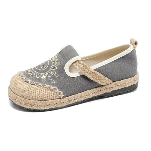 FANSU Espadrilles für Damen, Paillettenstickerei Sommer Geflochten Leinen Espadrilles Damen Casual Slip-on Canvas Schuhe, Atmungsaktiv & Bequem von FANSU
