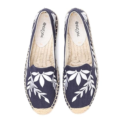 FANSU Espadrilles für Damen, Sommer Geflochten Leinen Espadrilles Damen Casual Slip-on Canvas Schuhe, Atmungsaktiv & Bequem von FANSU